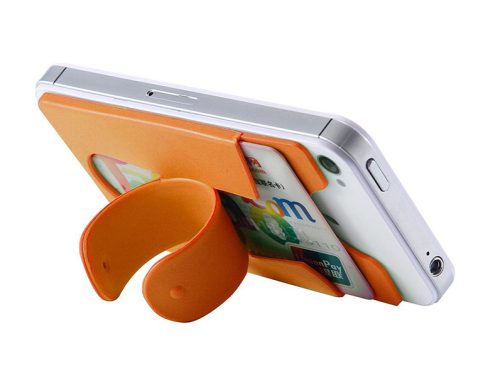 Adhesive silicone mobile phone credit card holder